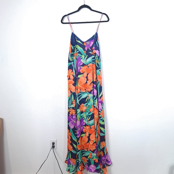 Lulu's Vibrant Floral Maxi Dress - Orange, Green, Purple - Picture 14 of 16
